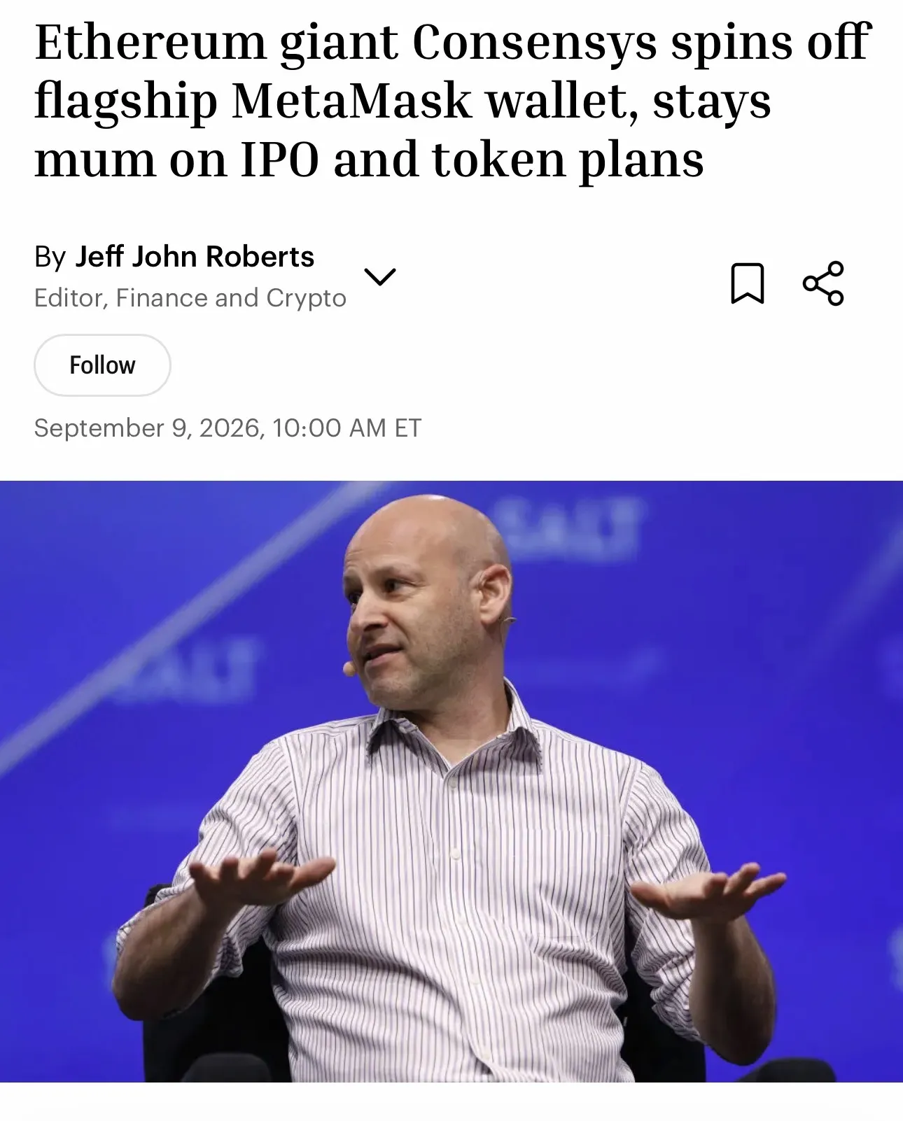 MetaMask станет отдельной компанией и может выйти на IPO в 2027 году.