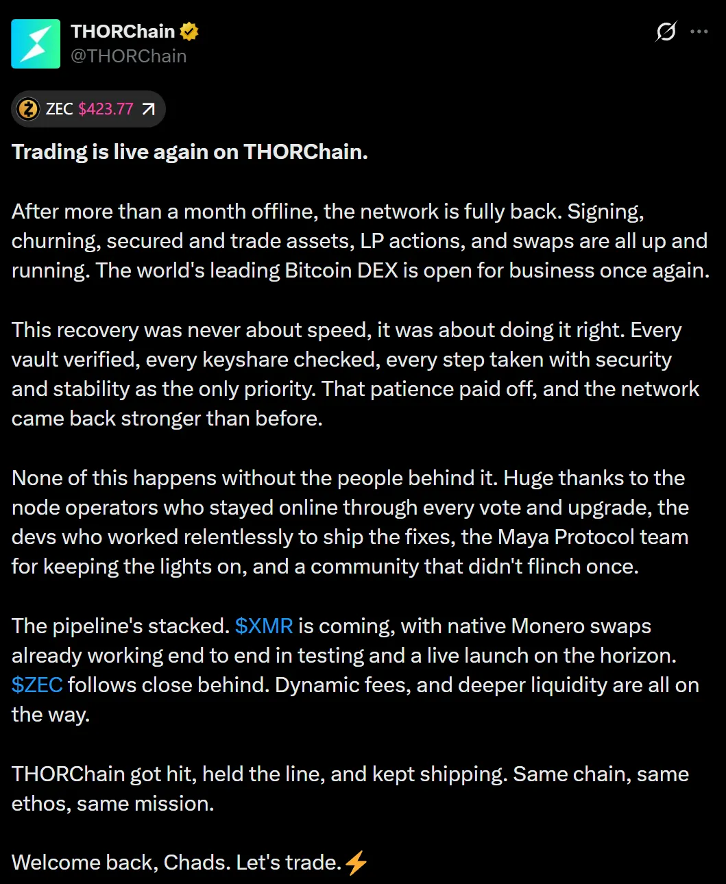 THORChain মে মাসে ~$10 মিলিয়নের হ্যাকিংয়ের পরে কাজ বন্ধ করে দিয়েছিল