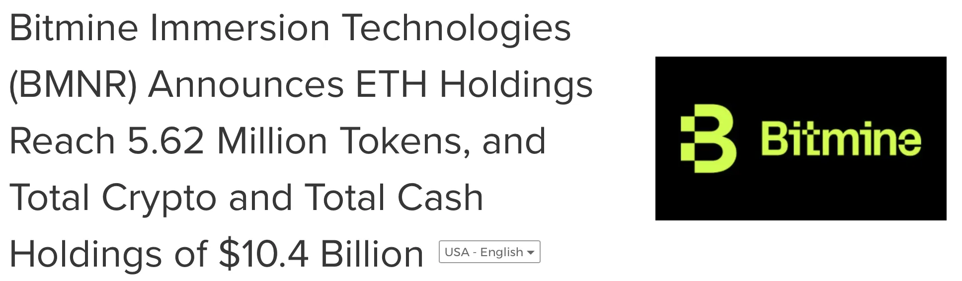 BitMine увеличила запасы Ethereum почти до 10 млрд долларов за счёт крупной покупки ETH.