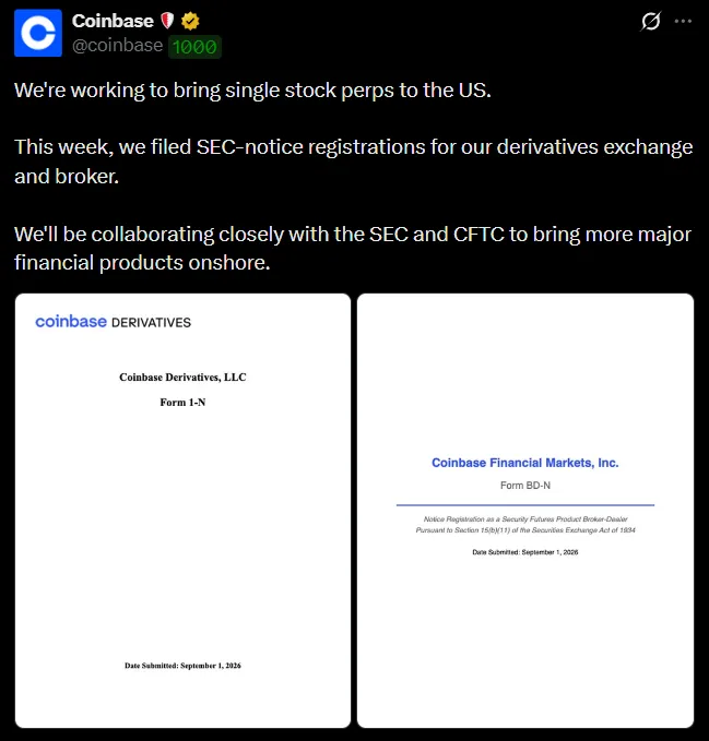 Coinbase готовит запуск фьючерсов на акции в США.