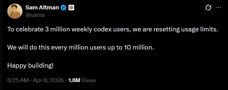 Codex достиг 3 млн пользователей: OpenAI временно сняла лимиты